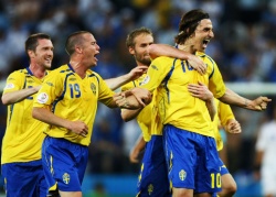 Det svenska laget gör mål